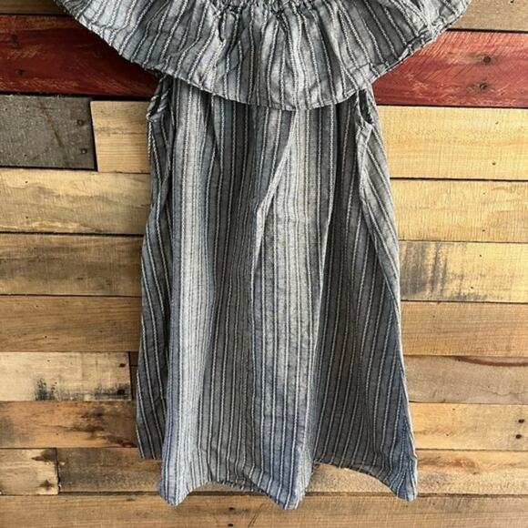 Umgee Gray Stripe Off Shoulder Dress Size Large - Picture 6 of 13